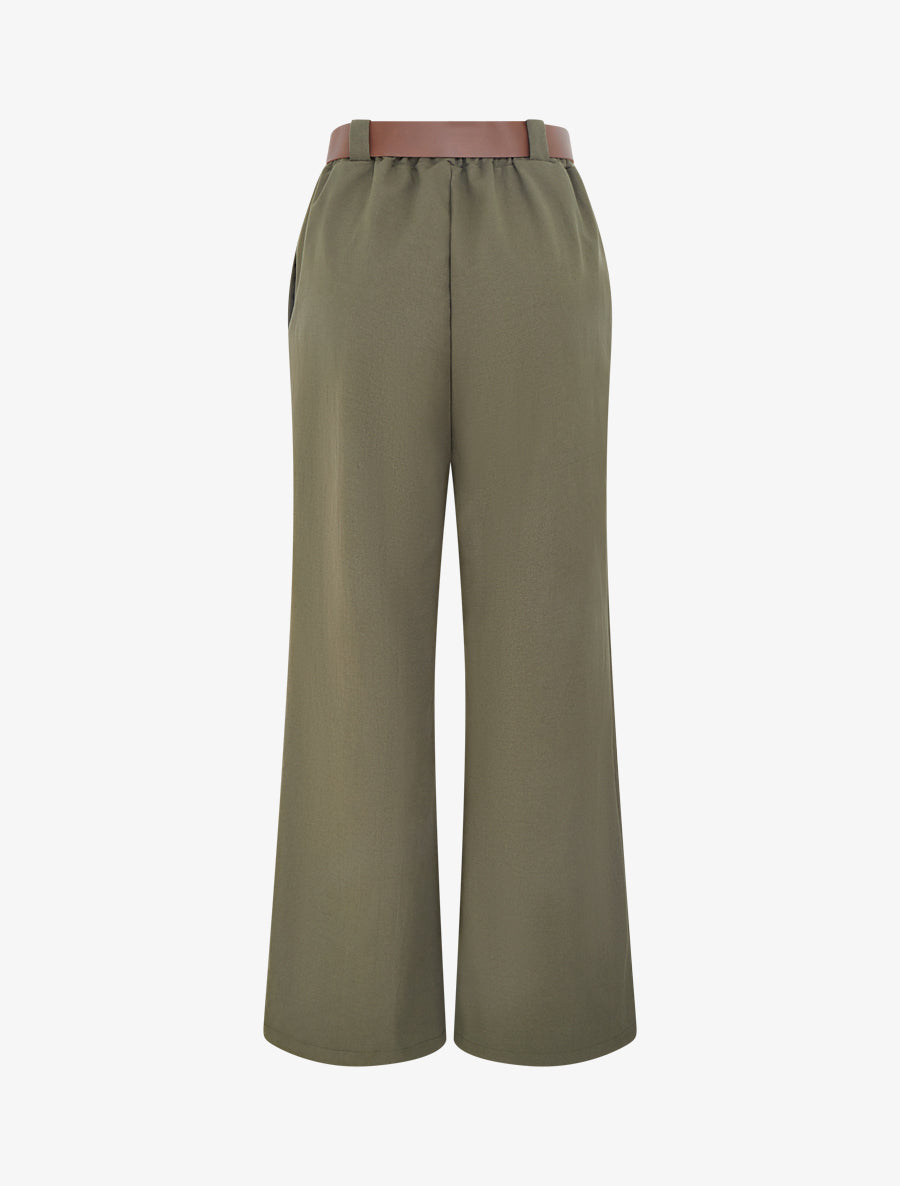 Pantalon élastiqué coupe ample - Kaki - 2
