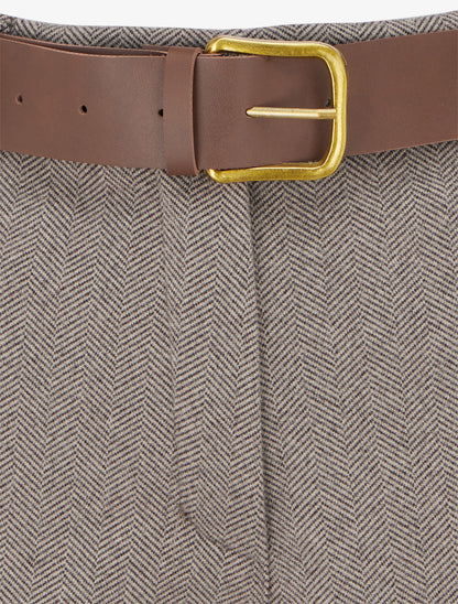Short en feutrine à ceinture - Taupe - 3