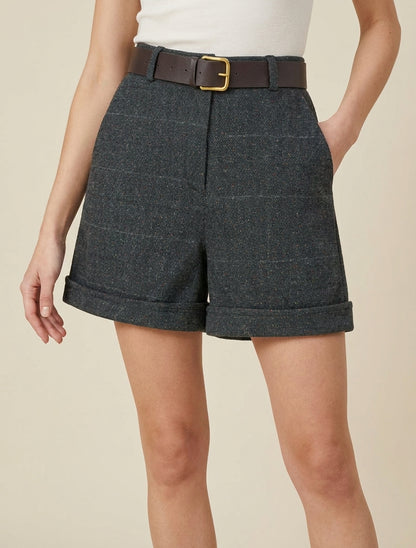 Hoog getailleerde geruite short - Donkergrijs