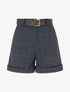 Short droit à carreaux taille haute - Bleu gris - 1