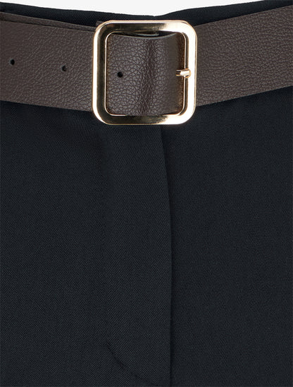 Short à revers ceinturé - Noir - 3