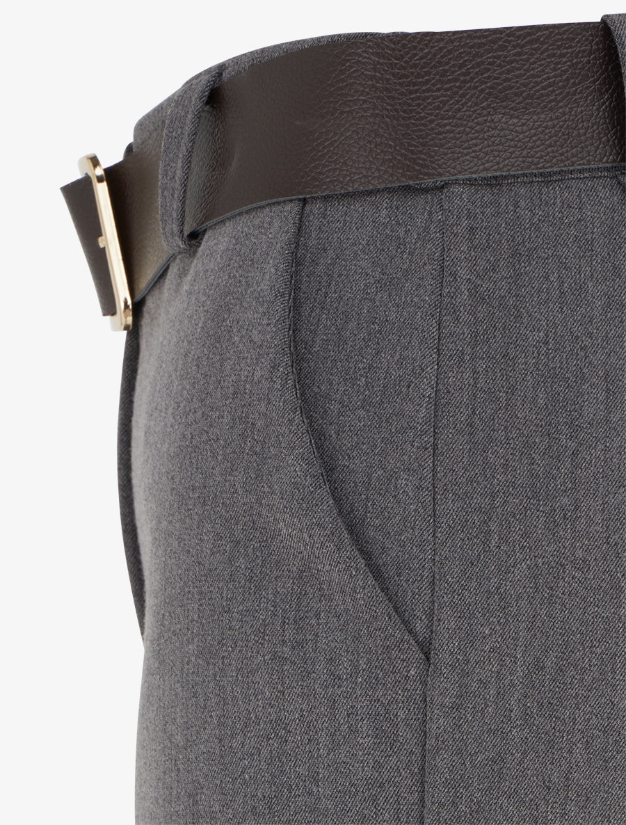 Short à revers ceinturé - Gris - 3