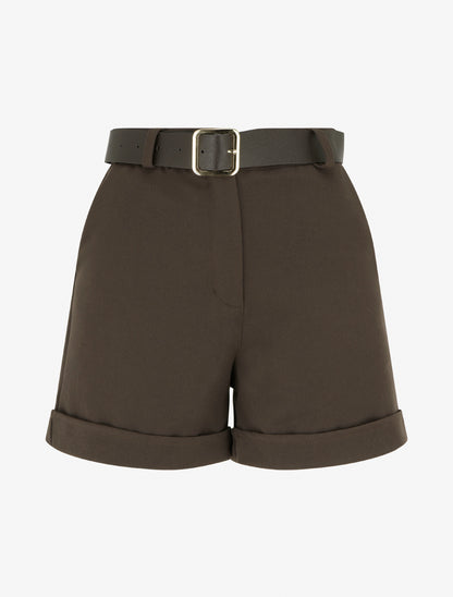 Short à revers ceinturé - Marron - 1