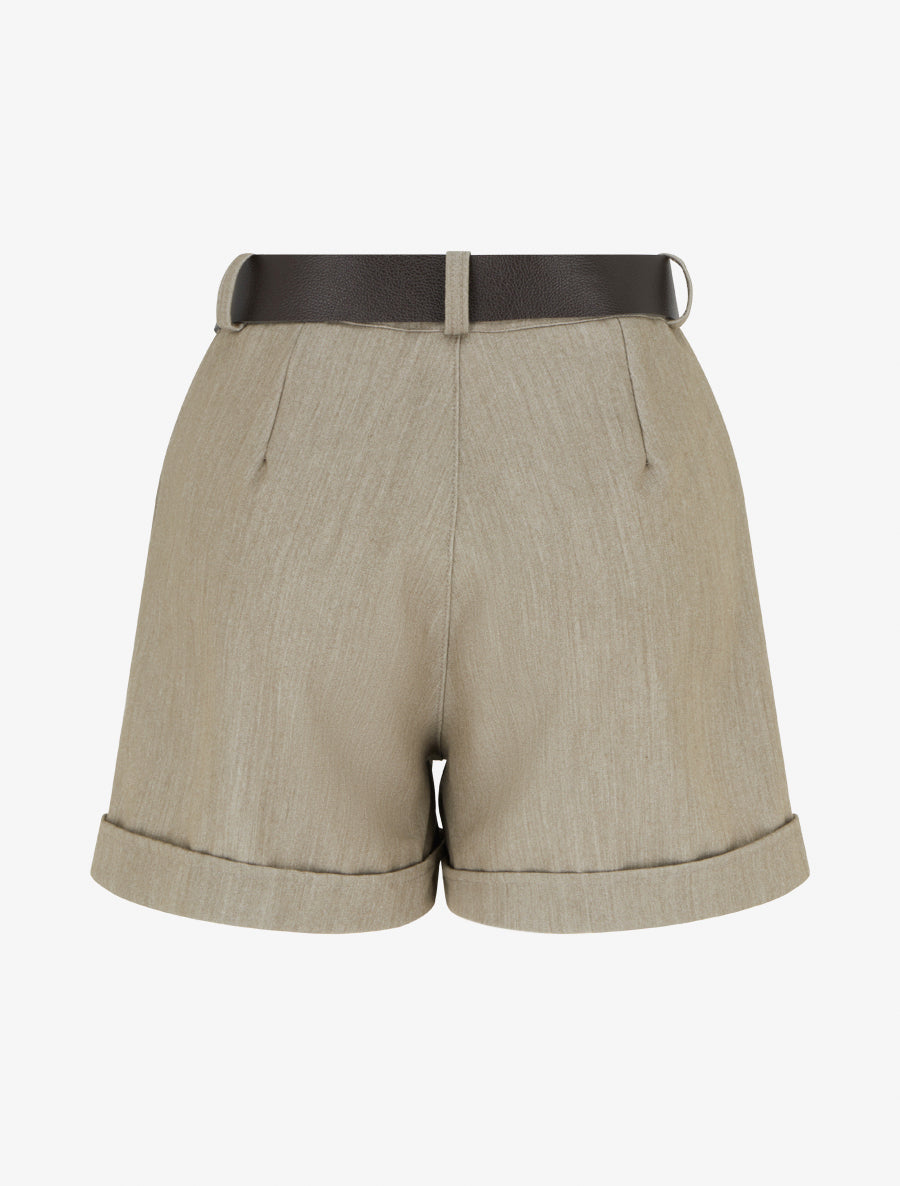 Short à revers ceinturé - Taupe - 2