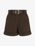 Short à revers en suédine - Marron - 1
