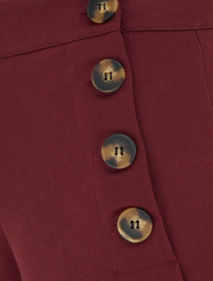 Pantalon uni à fermeture sur les côtés - Bordeaux - 3