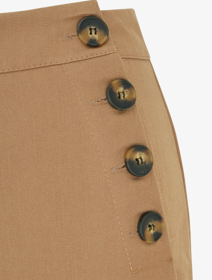 Pantalon uni à fermeture sur les côtés - Camel - 3