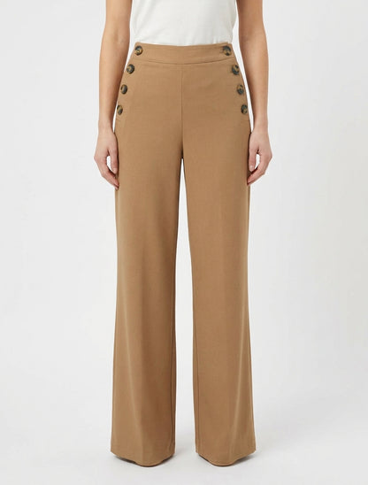 Pantalon uni à fermeture sur les côtés - Camel