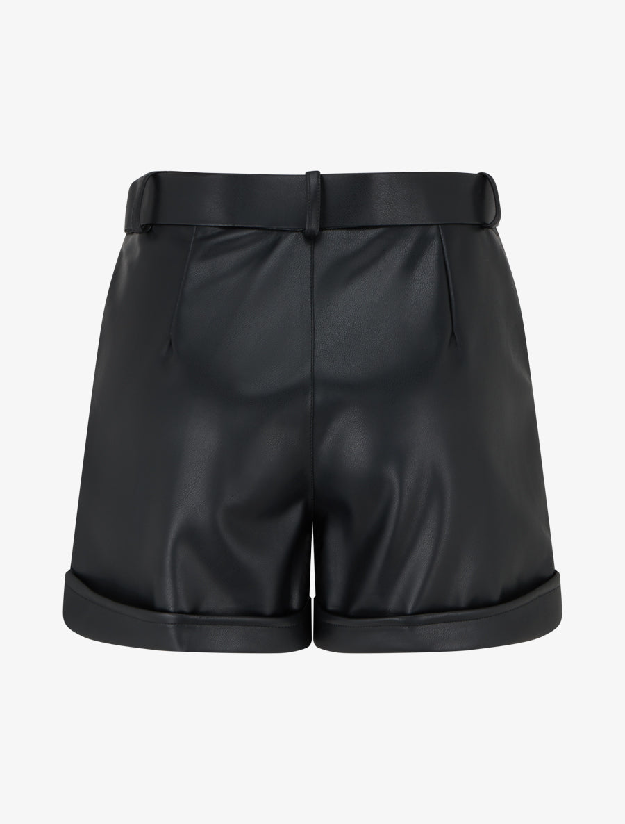 Short en simili à revers - Noir - 2