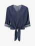 Top droit à nouer - Bleu denim - 1