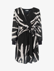 Robe évasée à imprimé abstrait - Noir - 1