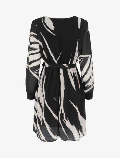 Robe évasée à imprimé abstrait - Noir - 2