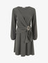 Robe évasée manches longues à pan drapé et bijou - Kaki - 1
