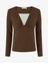 Pull fin bicolore à manches longues - Marron - 1