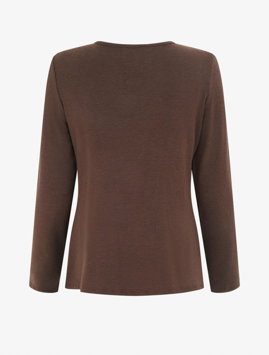 Pull fin style gilet à manches longues et anneau - Marron/bordeaux - 2