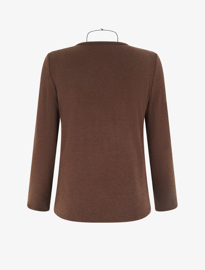 Pull style cache-coeur effet torsadé - Marron - 2