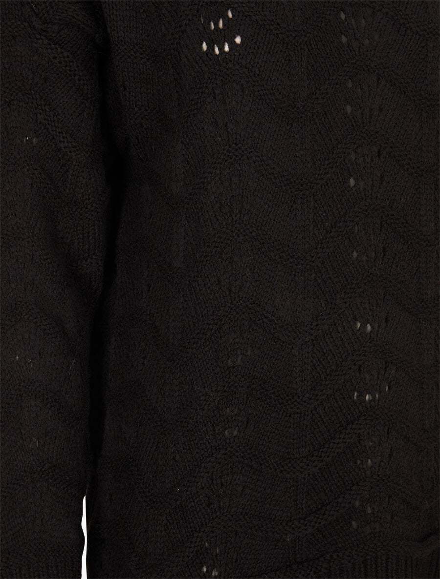 Pull à relief zig-zag et ajouré - Noir - 3