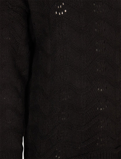 Pull à relief zig-zag et ajouré - Noir - 3