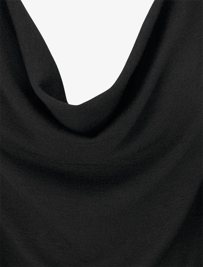 Pull à col bénitier et dos en V à dentelle - Noir - 3