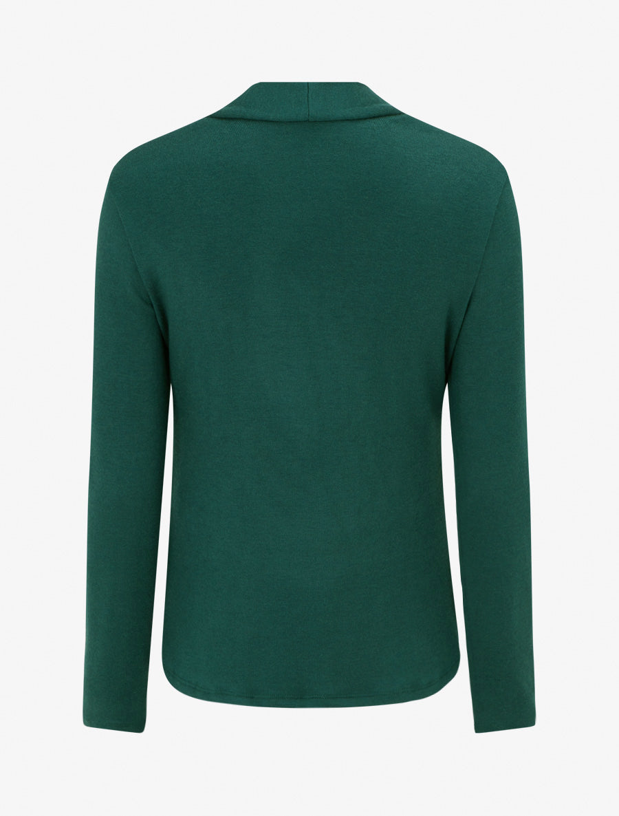 Pull à col carré effet drapé à bijou - Vert foncé - 2