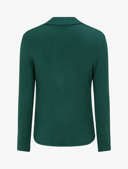 Pull à col carré effet drapé à bijou - Vert foncé - 2