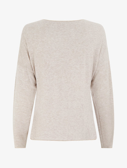 Pull fin à motif fleurs et message - Beige - 2
