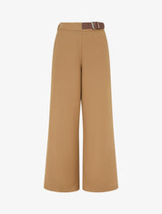 Pantalon ample taille haute à ceinture décorative - Camel - 1