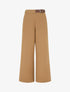 Pantalon ample taille haute à ceinture décorative - Camel - 1