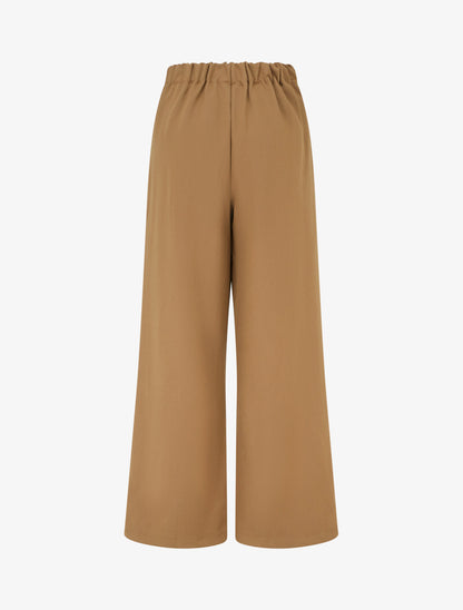 Pantalon ample taille haute à ceinture décorative - Camel - 2