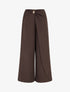 Pantalon ample à pan et bijou métallique - Marron - 1