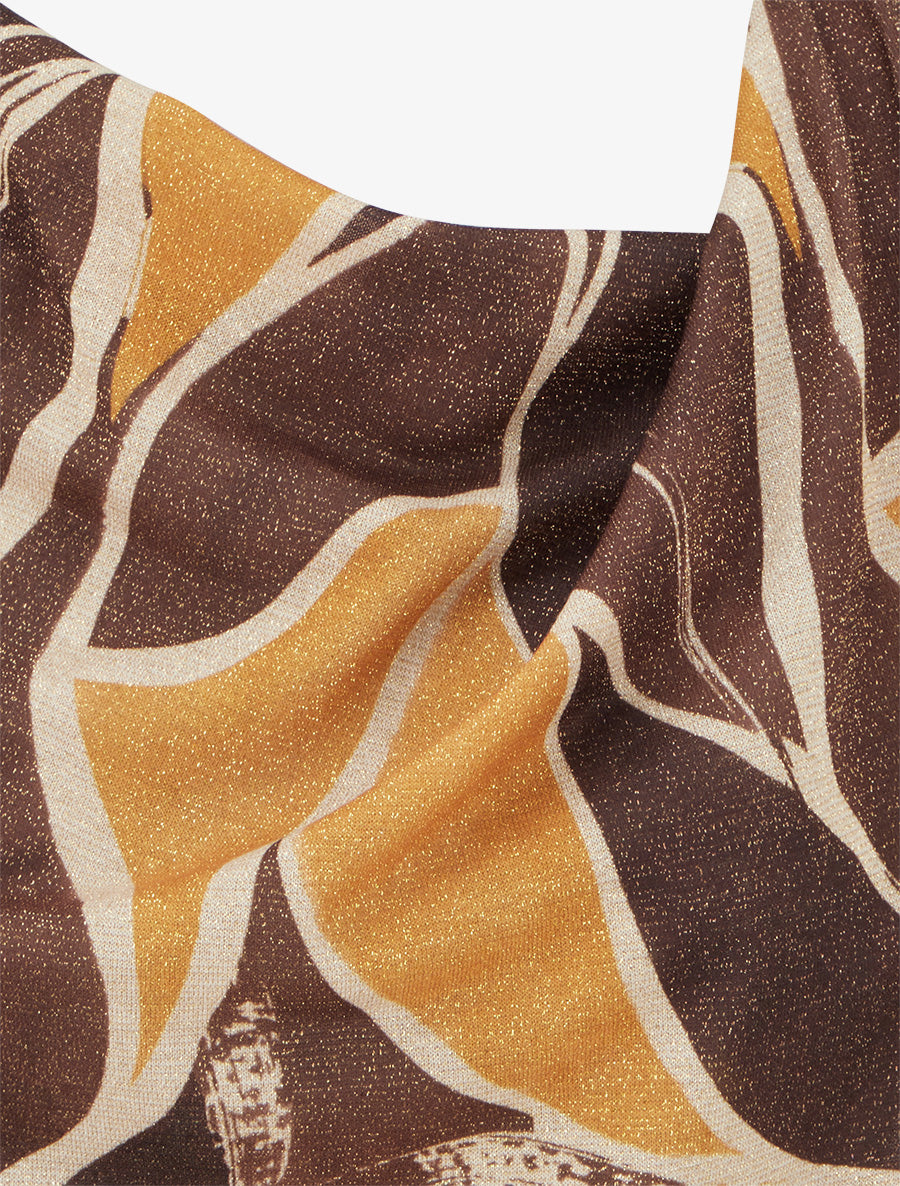 Top droit irisé imprimé feuilles abstraites - Marron - 3