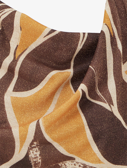 Top droit irisé imprimé feuilles abstraites - Marron - 3