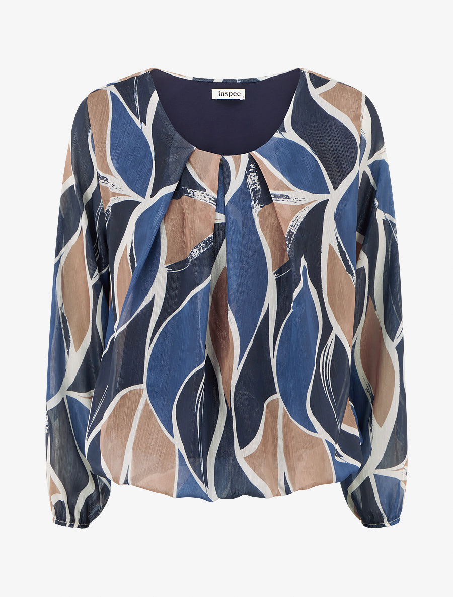 Top boule irisé imprimé stylisé - Marine - 1