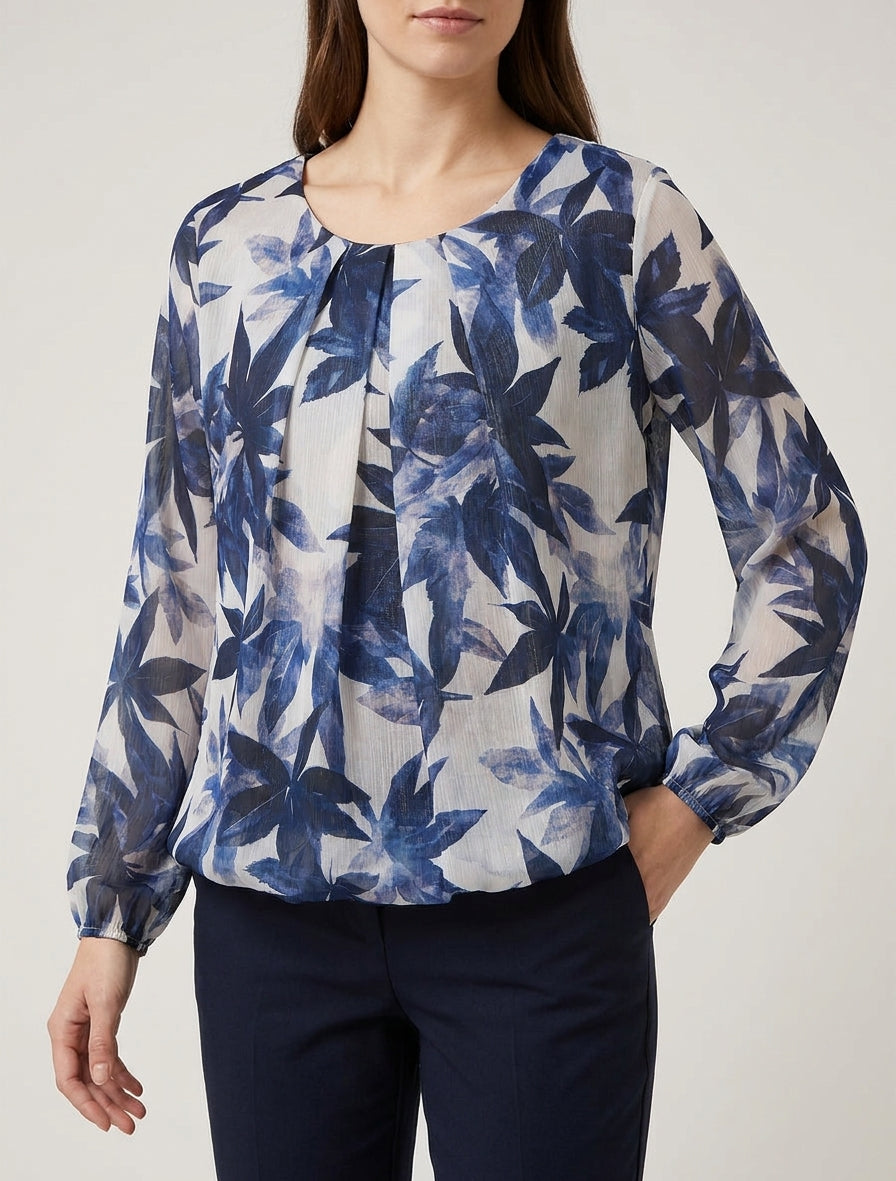 Top iriserende bal met bladerenprint - Marine