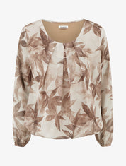 Top boule irisé imprimé feuilles - Taupe - 1