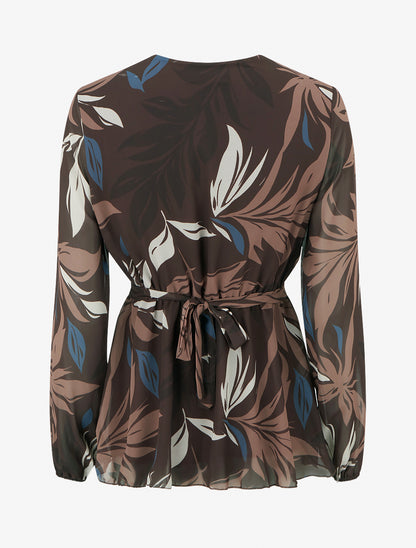 Top cache-coeur imprimé feuillage à bijou floral - Marron - 2