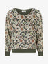 Blouse imprimé rétro à détail irisé - Kaki - 1