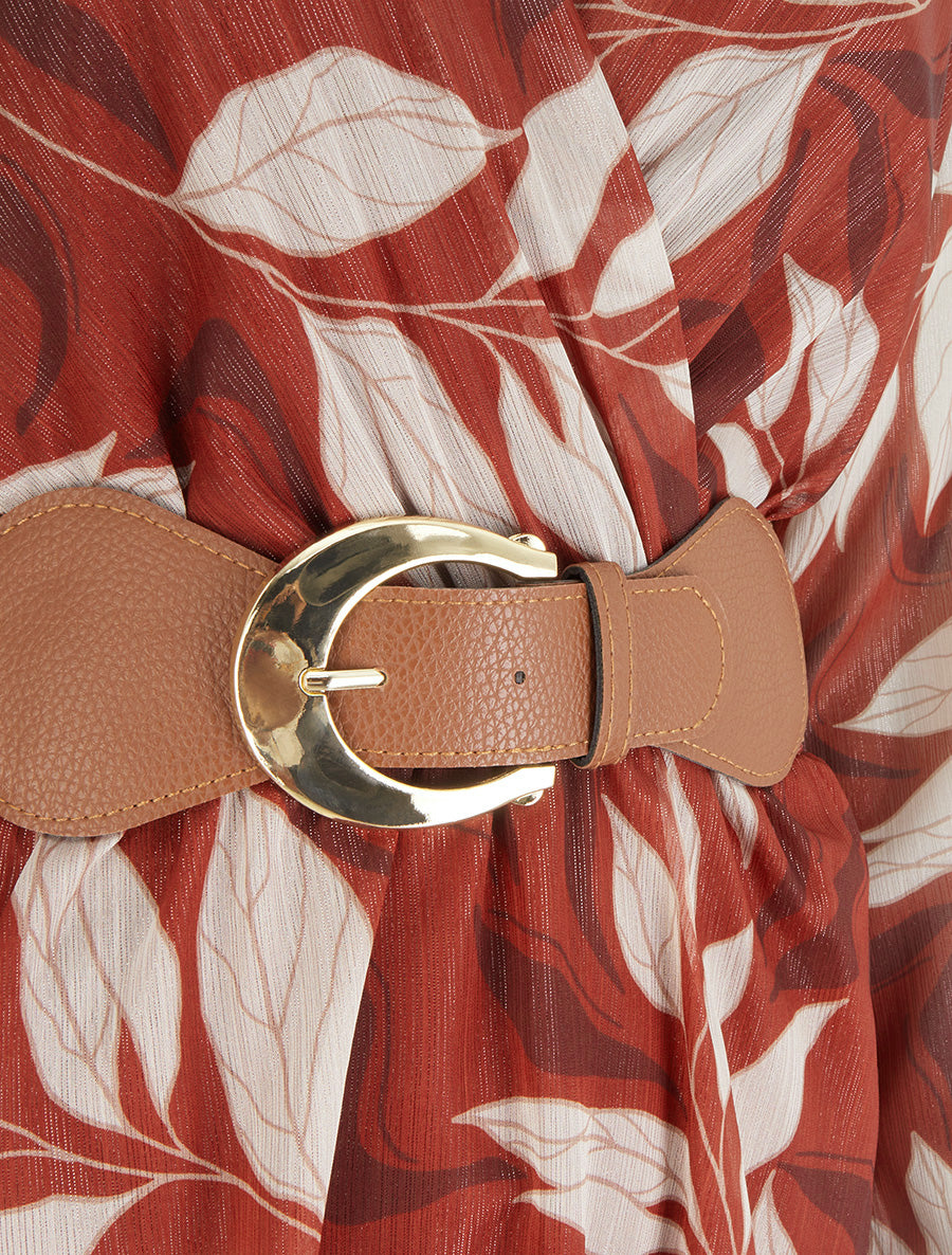 Robe irisée à imprimé feuillage - Rouille - 3