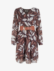 Robe irisée à imprimé feuillage - Marron - 1