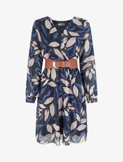 Robe irisée à imprimé feuillage - Marine - 1