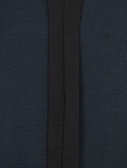 Blouse coupe boule à liseret contrastant - Marine - 3