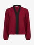 Blouse coupe boule à liseret contrastant - Bordeaux - 4