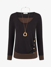 Pull fin bicolore effet trompe l&