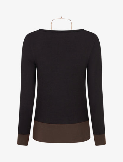 Pull fin bicolore effet trompe l&