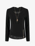 Pull fin à bords en dentelle et zip décoratif - Noir - 1