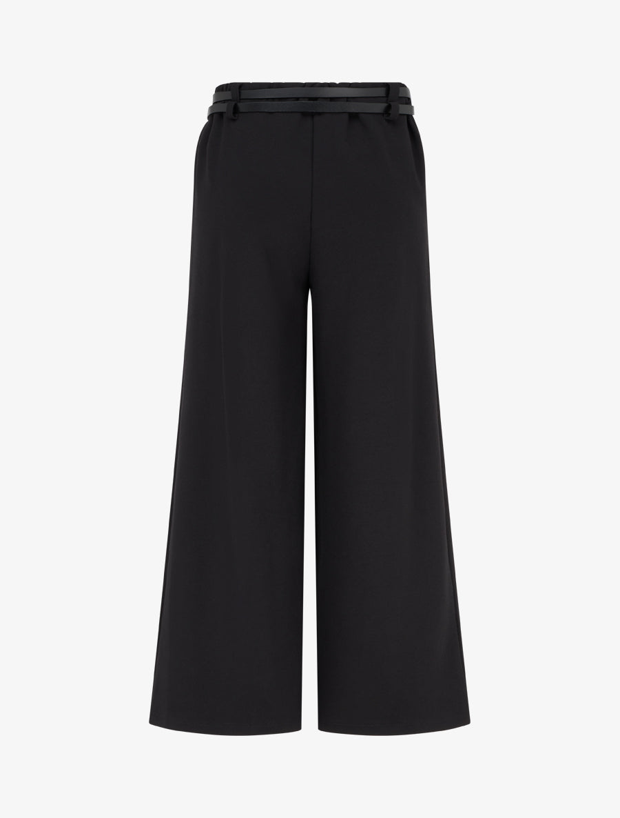 Pantalon ample taille haute à double ceintures - Noir - 2