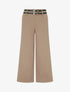 Pantalon ample taille haute à double ceintures - Camel - 1