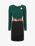 Robe bimatière coupe droite - Vert foncé - 1