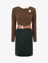 Robe bimatière coupe droite - Marron - 1