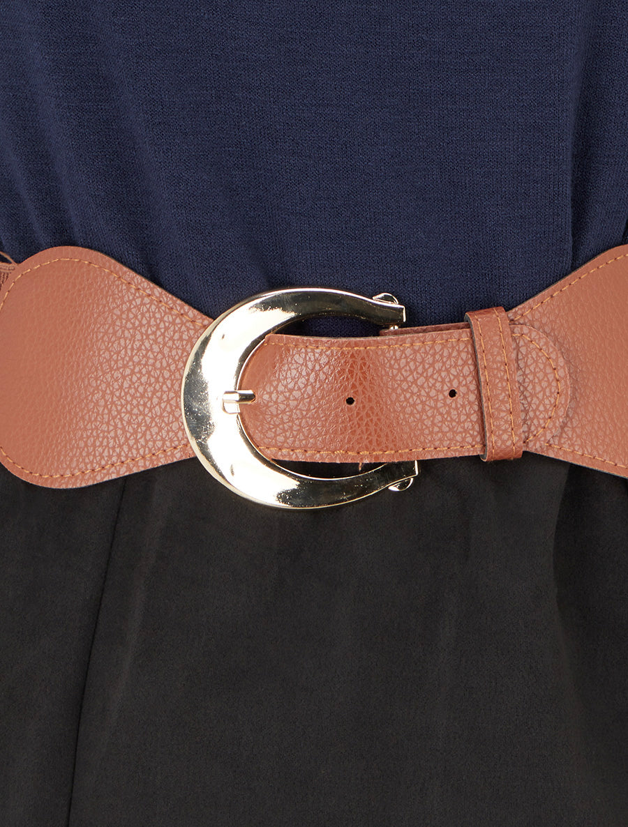 Robe bimatière coupe droite - Marine - 3